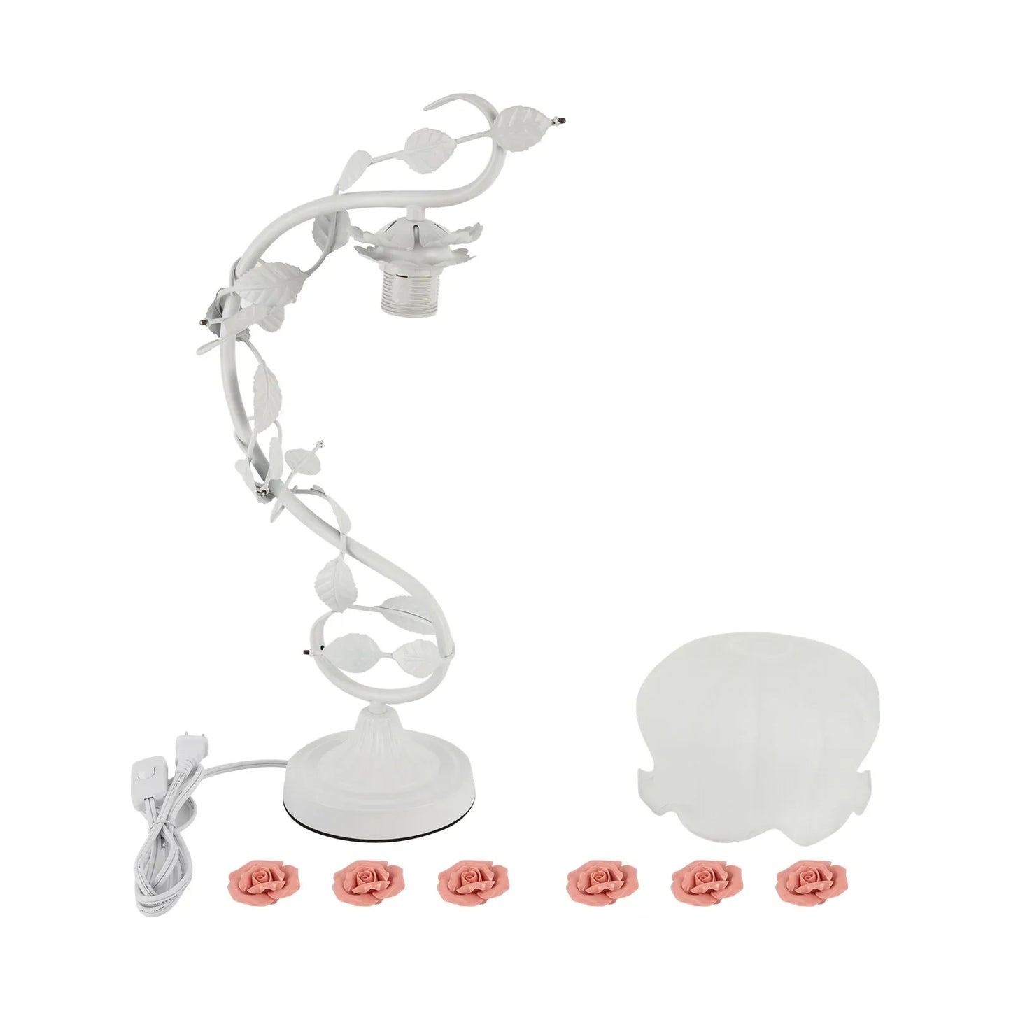 60W Flower Table Lamp E26 Glass Lampshade Lily Shaped Green Bedside Desk Light Gorgeous Ornament