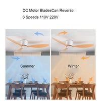 42 52 Inch Ceiling Fans No Light DC Motor Remote Control Cooling Fans Lamp Low Floor Ceiling Fan White wood Black Color FANS