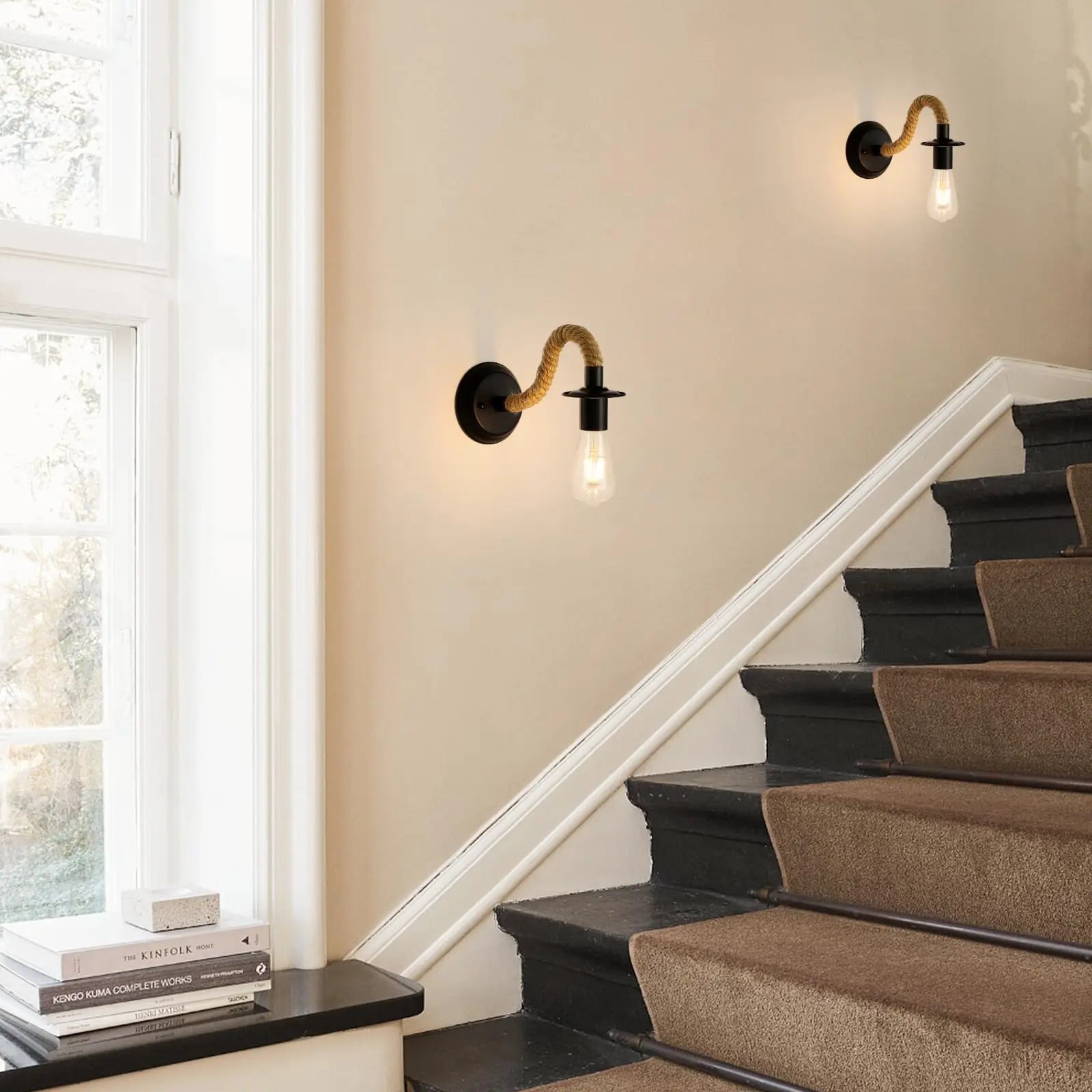 Black Wall Sconces Light, 2pcs Industrial Farmhouse Wall Light Fixtures E26 (Bulb Not Included) Vintage Wall Mount Light Fixture