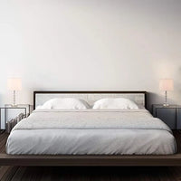 Bedside Table Lamp Set of 2 w/Off-White Drum Shade 23" Modern Clear Stacked Crystal Ball Nightstand for Bedroom Collection