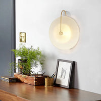 Bymaocar Vintage Wall Light Sconce with Round Frosted White Glass Shade Indoor Lighting Switch Control for Living Room Bedroom