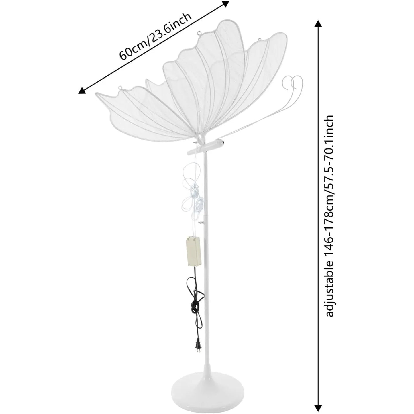 BYMAOCAR 2PCS Wedding Butterfly Floor Lamp LED Butterfly Ceiling Lamp for Wedding Party 57.5-70.1in Adjustable Height