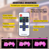 VEVOR Let's Party LED Neon Sign Flex Transparent Acrylic Wall Decor Neon Sign Light Letter Board Party Background Creative Gift