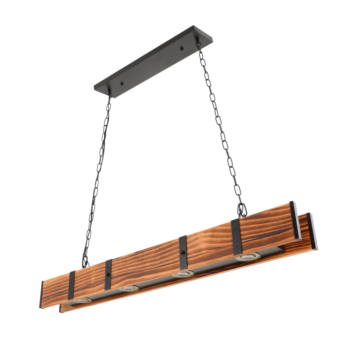 Ceiling Light Vintage Rustic Lamp Wood Beam Farmhouse Chandelier Pendant Lamp US