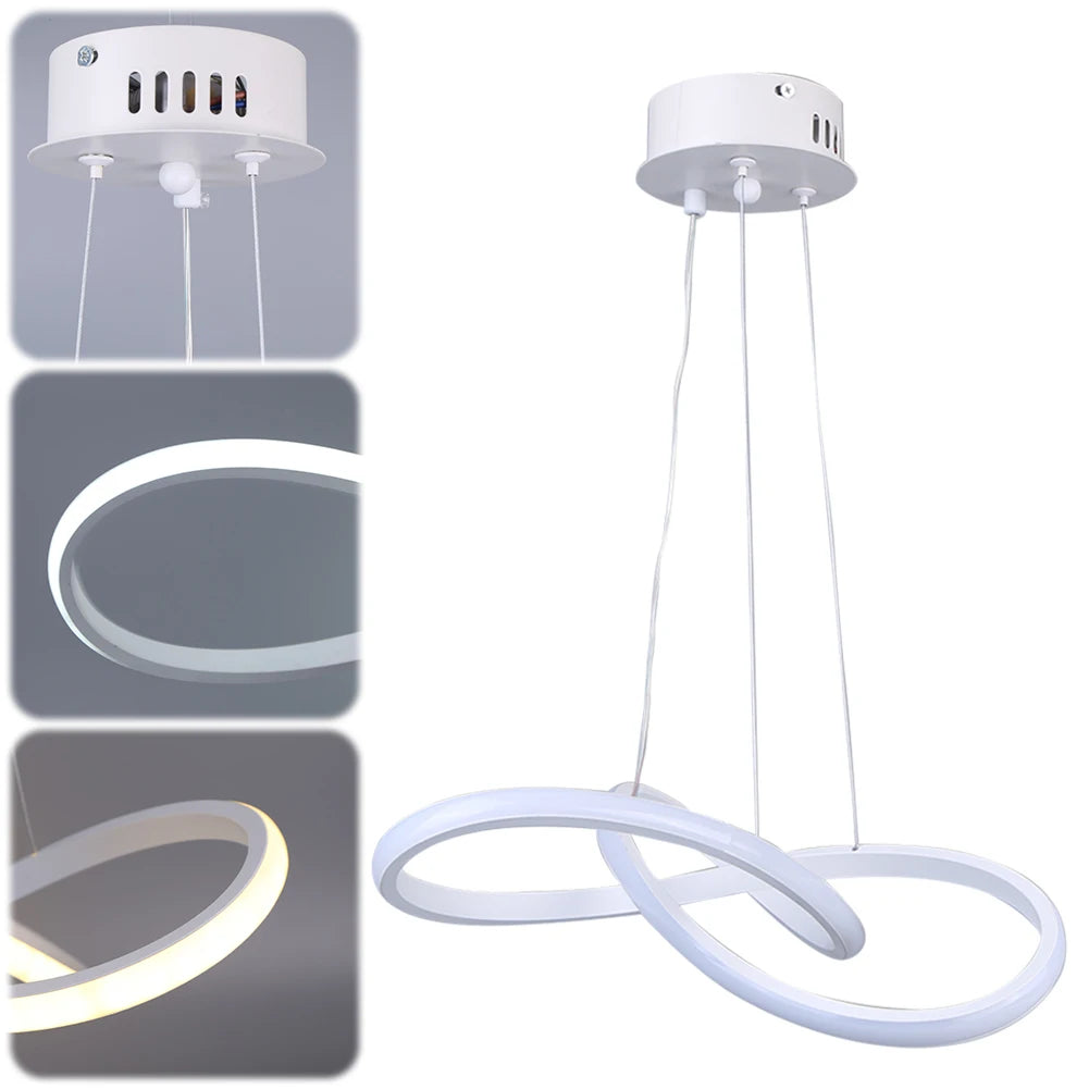 Bedroom Chandelier Circle Rings LED Pendant Lamp Acrylic Aluminum Home Decoration Light Fixture for Restaurant Bar Cafe Lighting