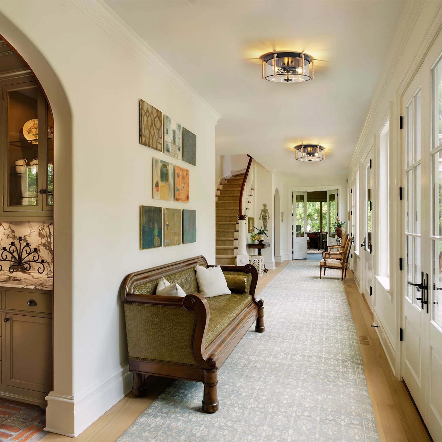 3-Light Farmhouse Ceiling Light Farmhouse Flush Mount Ceiling Light Industrial Farmhouse Light Fixtures Rustic Ceiling Light