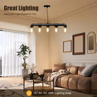5-Light Water Pipe Pendant Light 65cm 1.2m Wire 10-15㎡ Lighting Area Ceiling Lamp for Living Room Bar Hotel Industrial Style