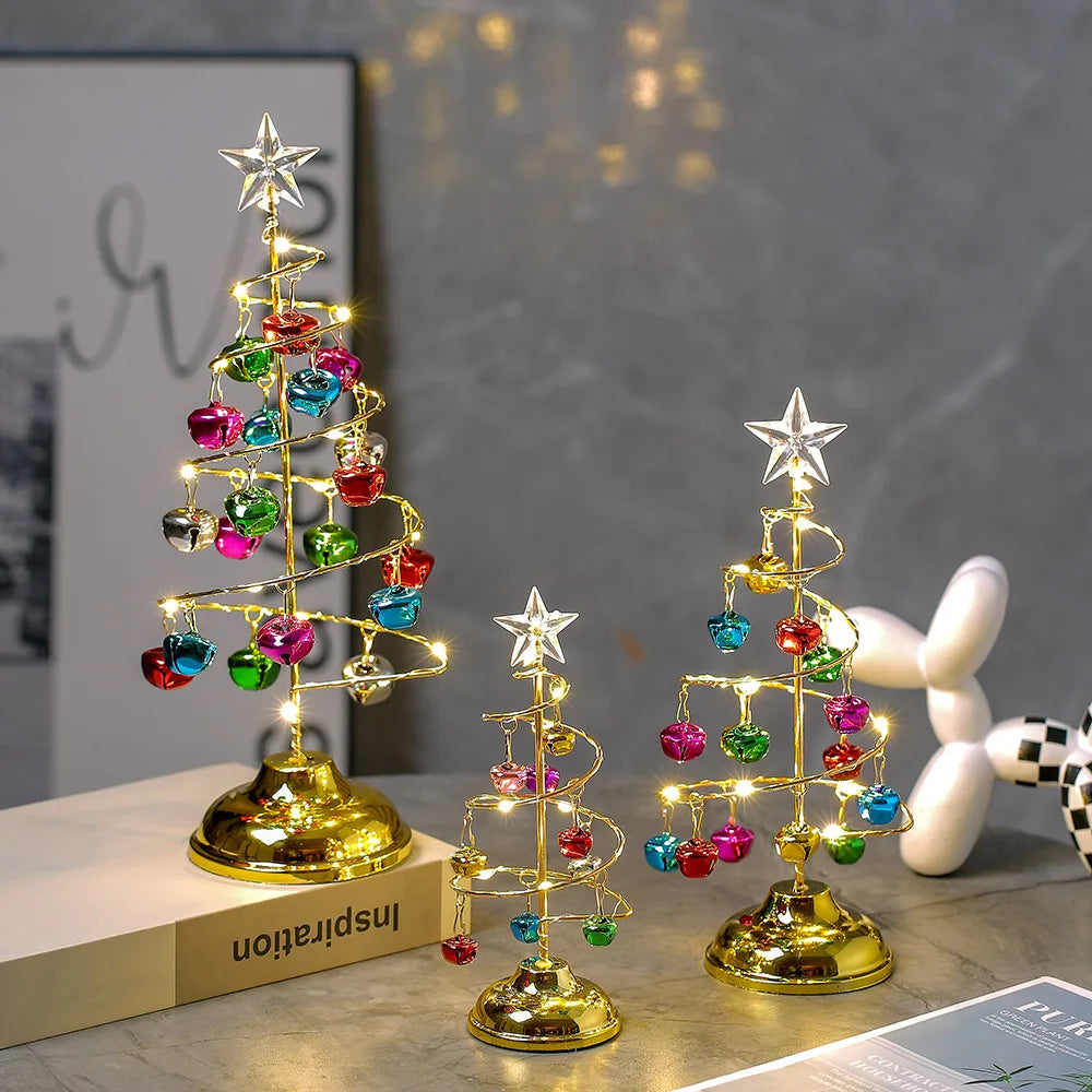 Crystal Star Christmas Tree Lamp Battery Operated Desk Table Lamp Decorative Iron Tree Night Lights for Living Room Bedroom Deco