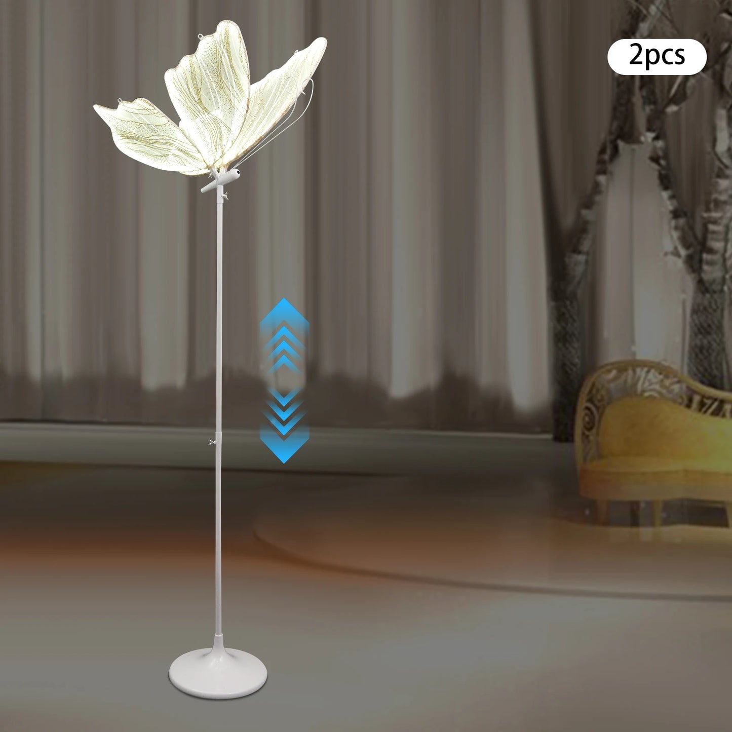Creative Wedding Butterfly LED Floor Lamp, Romantic Hanging Wedding Butterfly Decoration Props for Wedding Christmas 110V