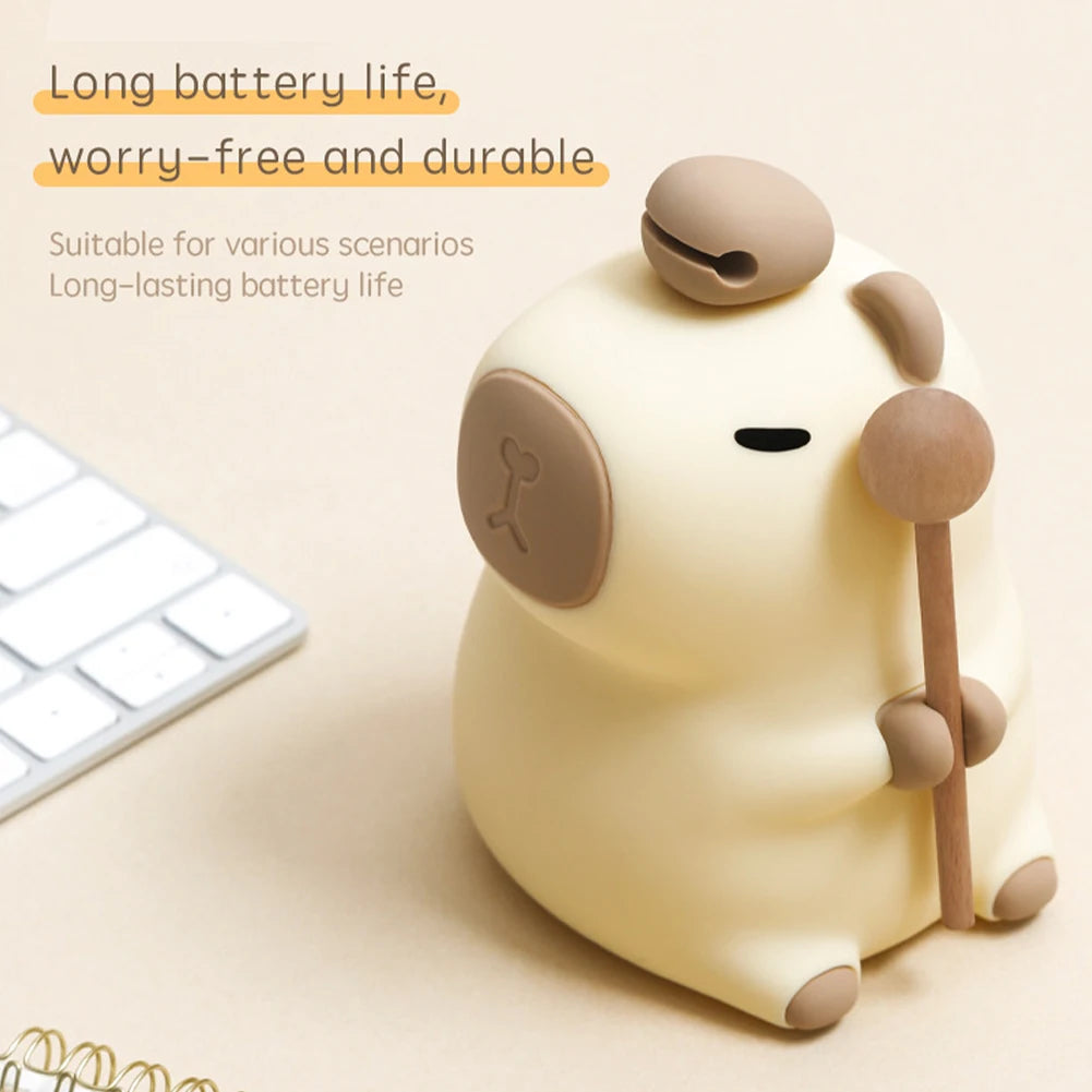 Capybara Night Light Adjustable Brightness Cute Desktop Light Built-In Battery Capybara Atmosphere Light for Children Room Decor