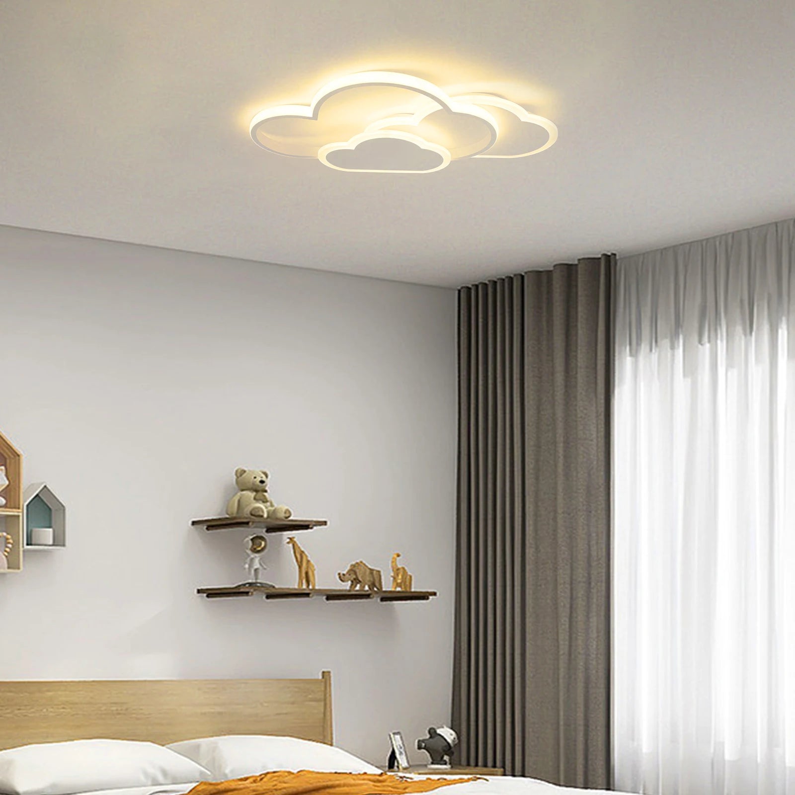 Cloud Shape LED Ceiling Light Fixture Modern 3-Color Lighting Acrylic Ceiling Lamp for Living Room Bedroom Kid's Room 52x31cm