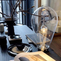 Novelty Clear Glass Table Lamp USB Charging Warm Light 3000K For Hotel Bedroom Parlor Art Deco Creative Desk Light
