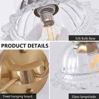 24 Inch 3-Light Vintage Bathroom Wall Sconce – Elegant Golden Metal and Glass Lampshade Vanity Light Fixture (No Bulb)