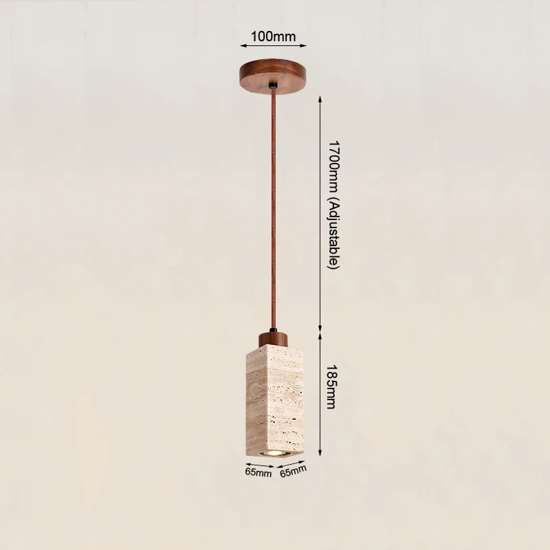 Yellow Marble Droplight Dining Table Japan Wabi-Sabi Travertine Pendant Light Nordic Bedside Restaurant Aisle Hanging Lamp