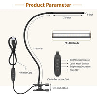 10W LED Desk Lamp with Clamp Dimmable Clip On Reading Light 10 Brightness Level 3 Lighting Modes Flexible Study Table Lamp USB