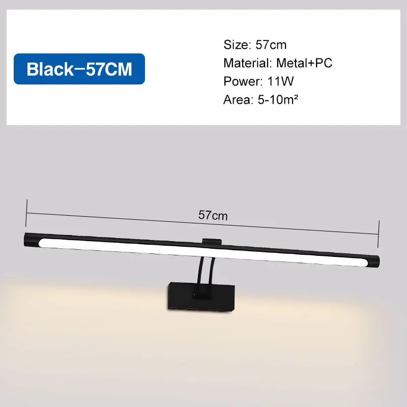 Black Rotatable LED Wall Lamps Dressing Table Make-up Mirror Front Lights Bathroom Corridor Picture Light AC85-265V Wall Sconce