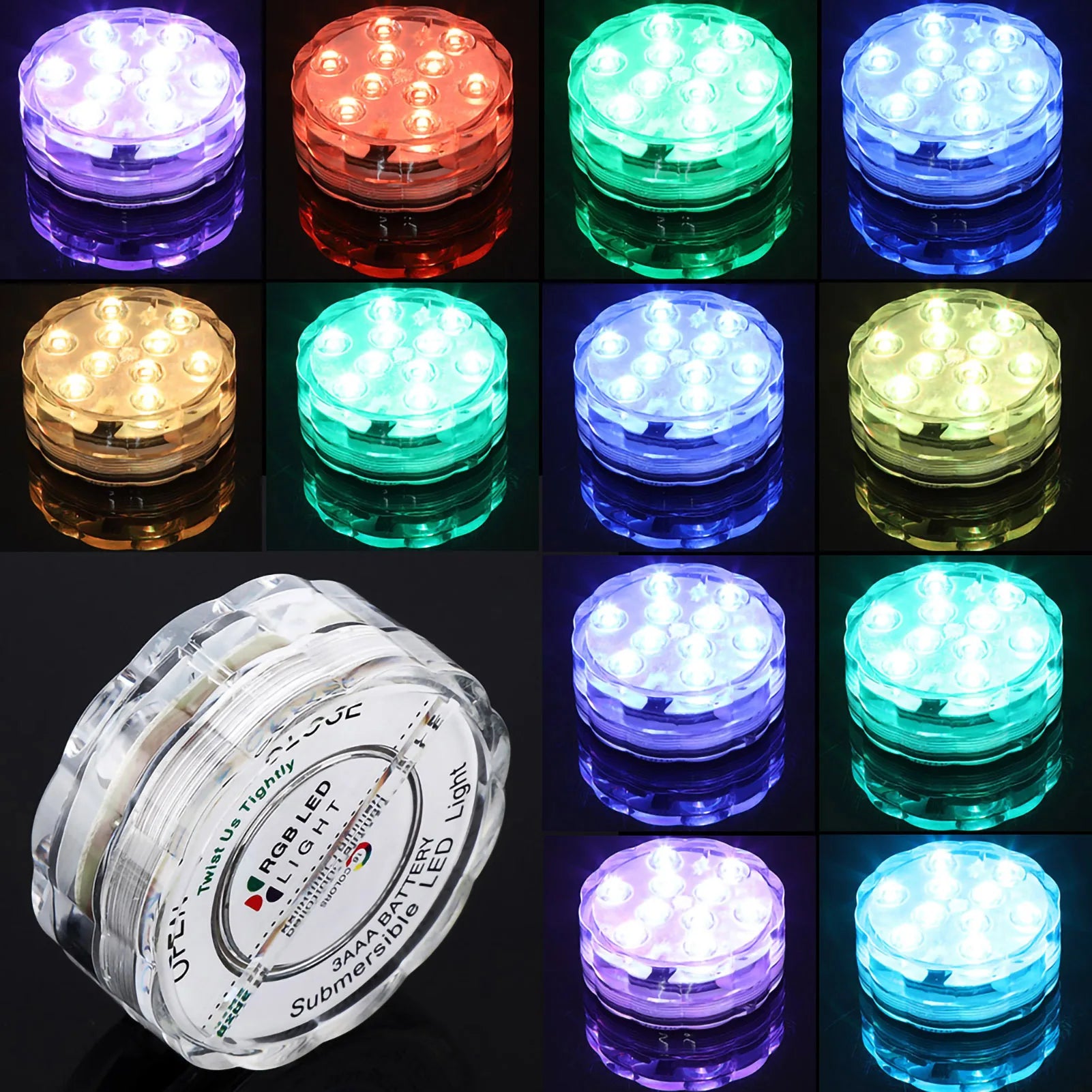 4pcs/Set LED RGB Lights Waterproof Remote Control Underwater Lamp Wedding Party Vase Decor