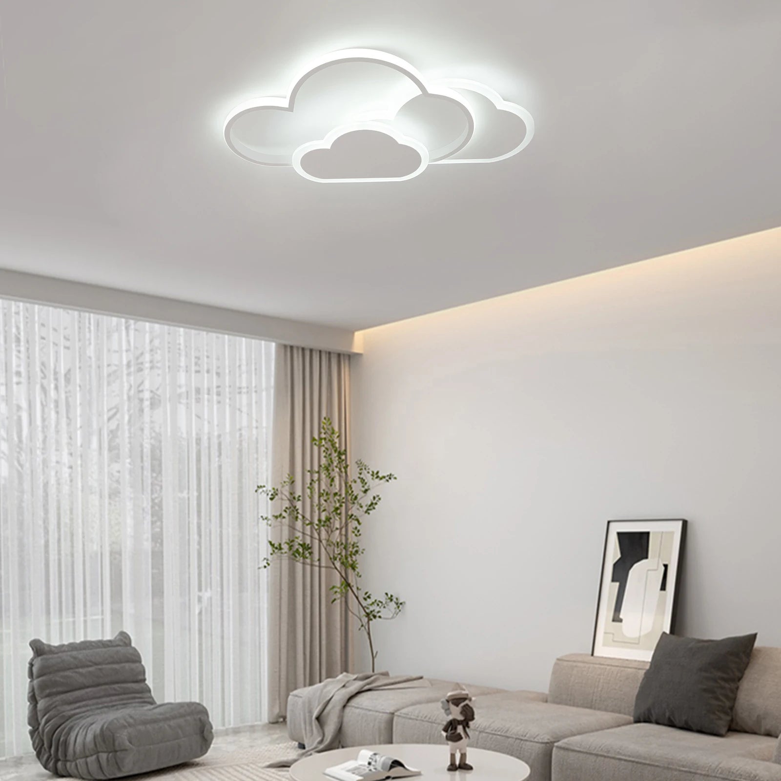 Cloud Shape LED Ceiling Light Fixture Modern 3-Color Lighting Acrylic Ceiling Lamp for Living Room Bedroom Kid's Room 52x31cm