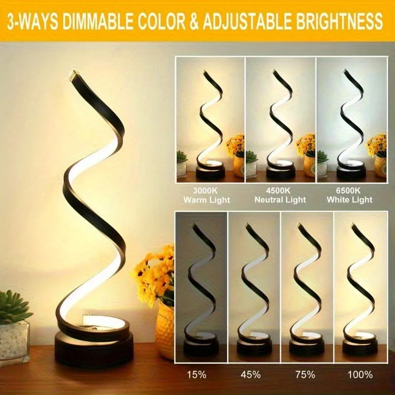 Classic Creative Spiral LED Table Lamp, Modern Minimalist Dimmable Spiral Table Lamp, Adjustable Arm, Soft Light, Multifunction