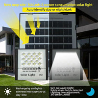 300W LED Solar Street Lights Outdoor Flood Lamps Waterproof Spotlight Emergency Lighting Dusk To Dawn Wall Light For Yard Garden