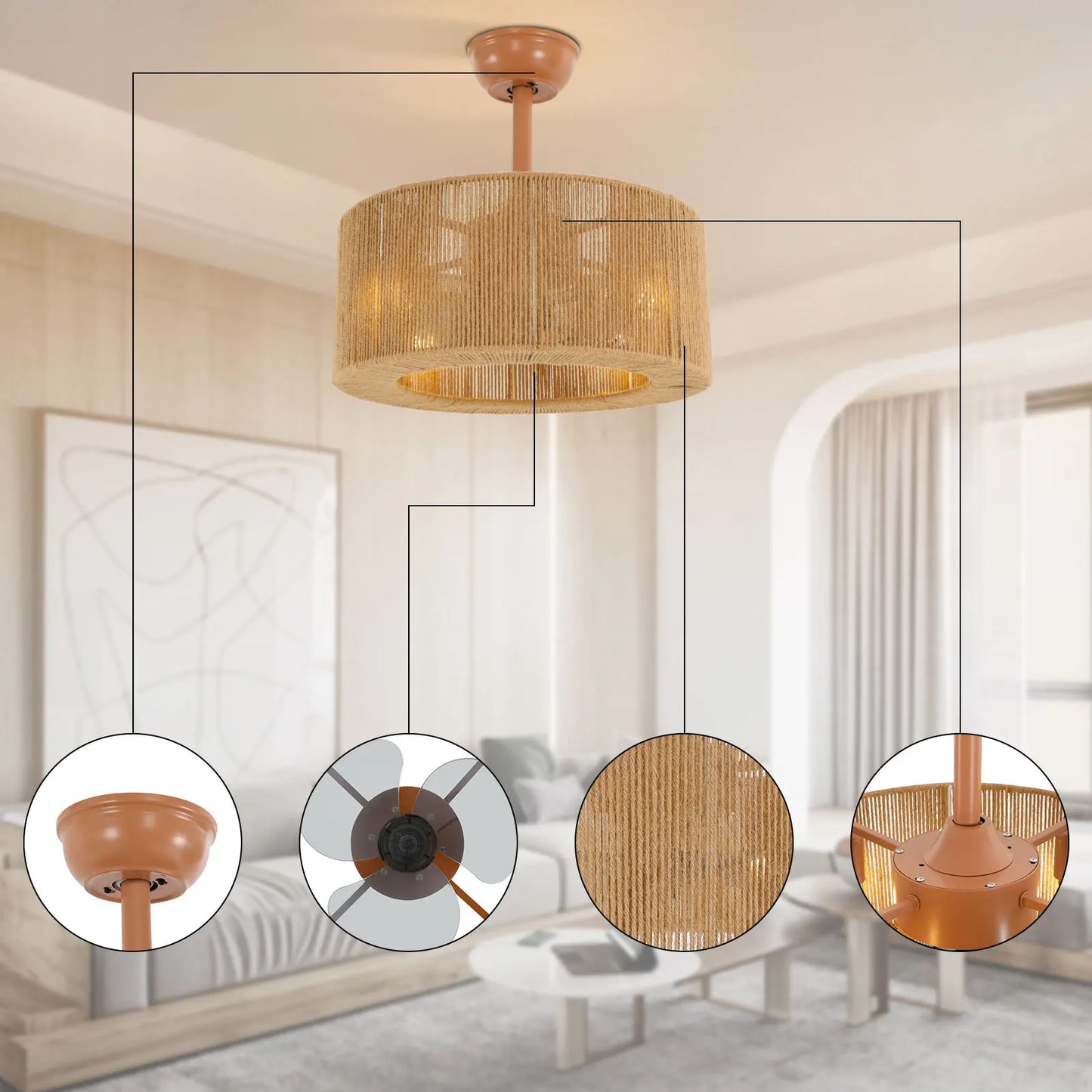 Ceiling Fan Light, Ceiling Fan Light with Remote Control, Ceiling Fan Lamp for Bedroom