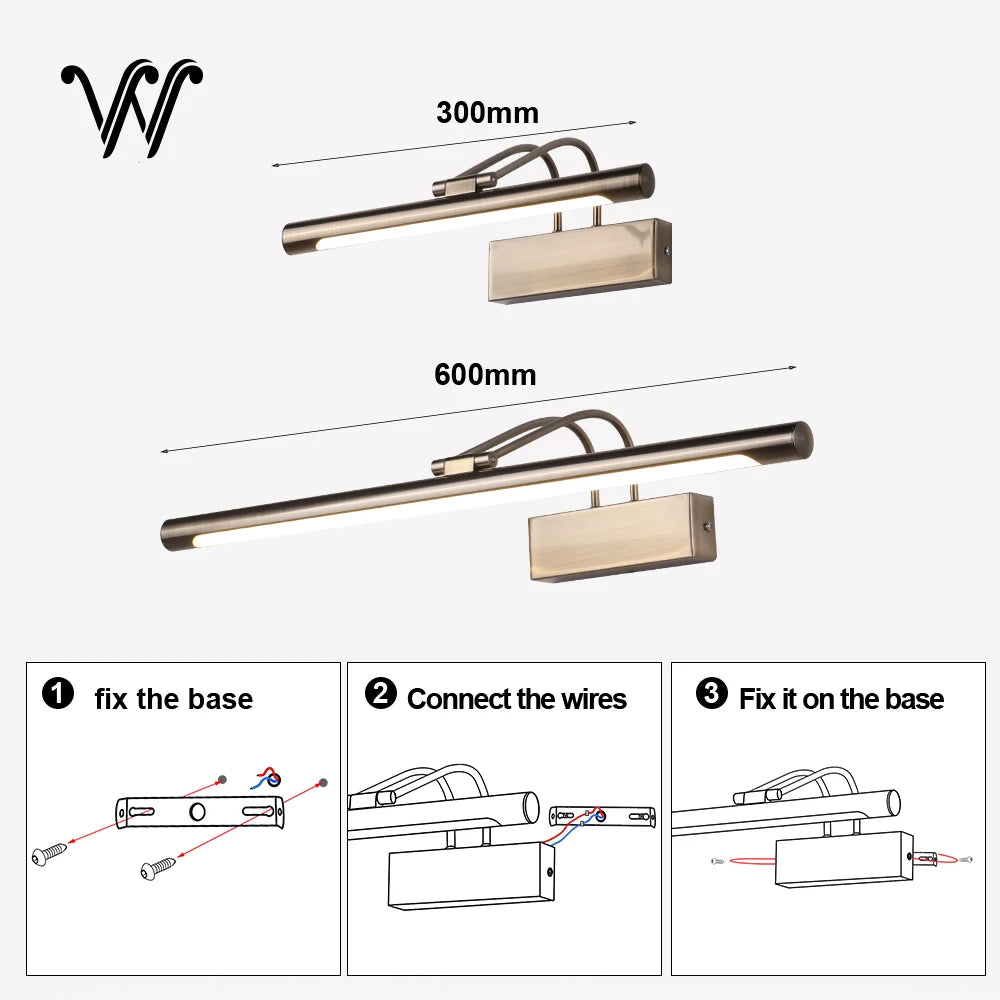 2025 2CCT LED Wall Light 30cm IP42 Aluminum Bathroom Lamp Black Gold Modern Home Wall Lighting Easy Install