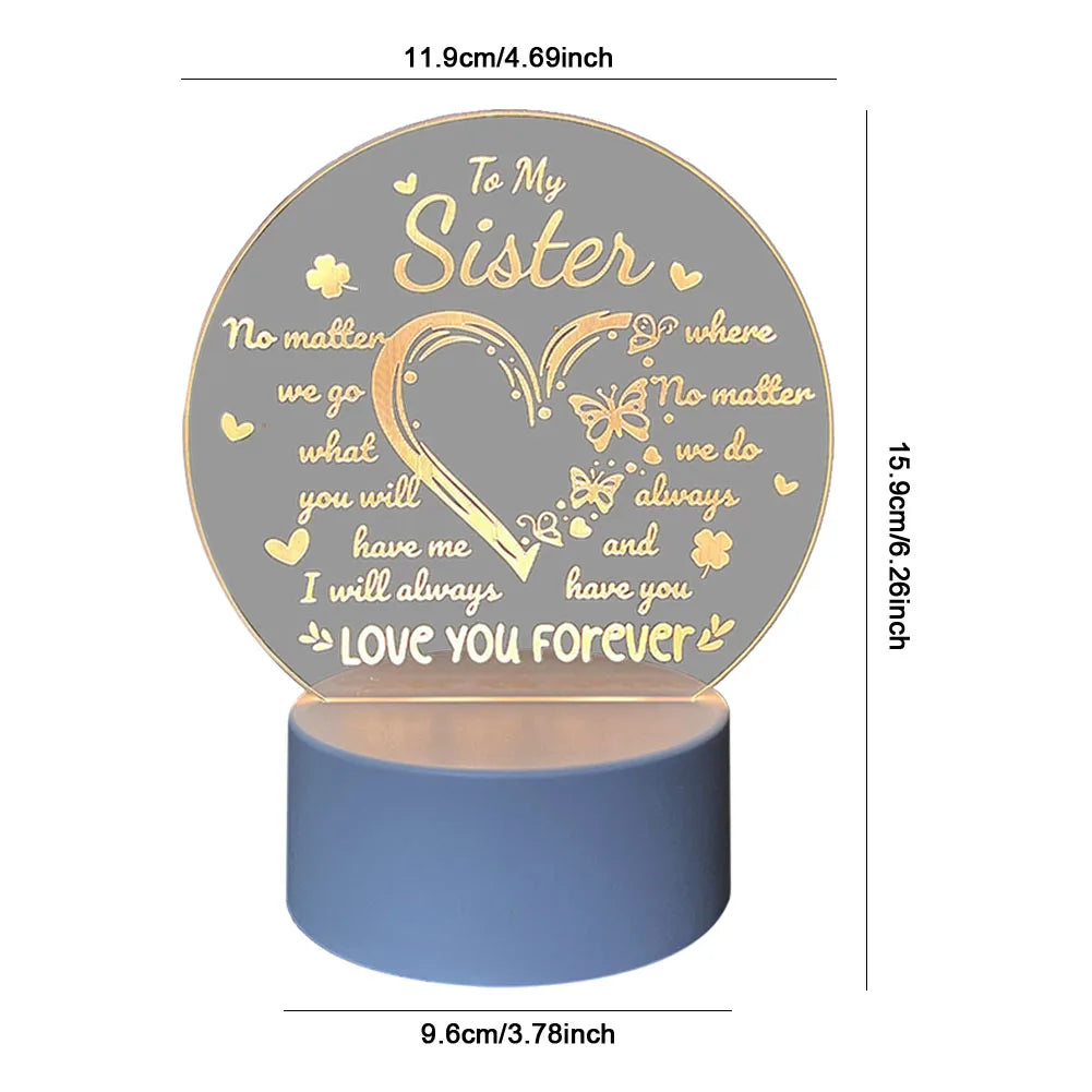 Acrylic Night Light Inspirational LED Light Mother Day Gifts for Mom Personalised Presents for Sister Best Friend Birthday Gifts