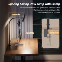 3-head Eye Caring Architect Lamp with Clamp Computer Monitor Gooseneck Smart Light 5 Color Flexible Table Lamp for Home Office