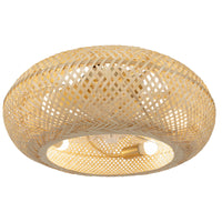 50cm/20'' Farmhouse Boho Rattan Woven Bamboo Ceiling Fan 110V With Light & Remote Control