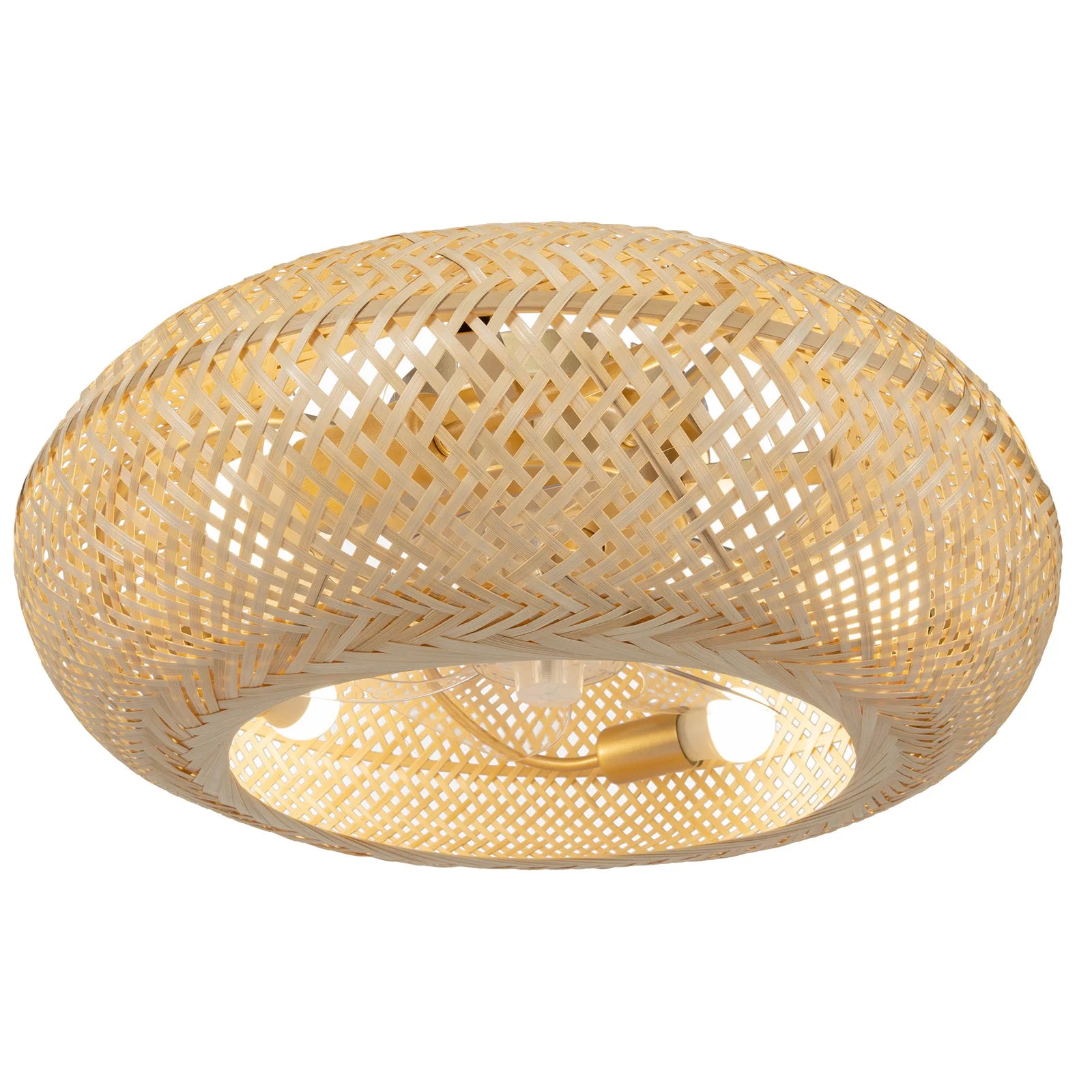 50cm/20'' Farmhouse Boho Rattan Woven Bamboo Ceiling Fan 110V With Light & Remote Control