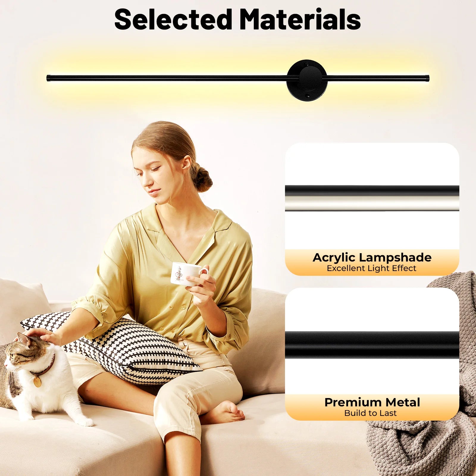 110V LED Linear Wall Lamp Modern Wall Light Long Led Wall Lamp Warm Light Color Black Home Decor