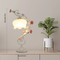 60W Flower Table Lamp E26 Glass Lampshade Lily Shaped Green Bedside Desk Light Gorgeous Ornament