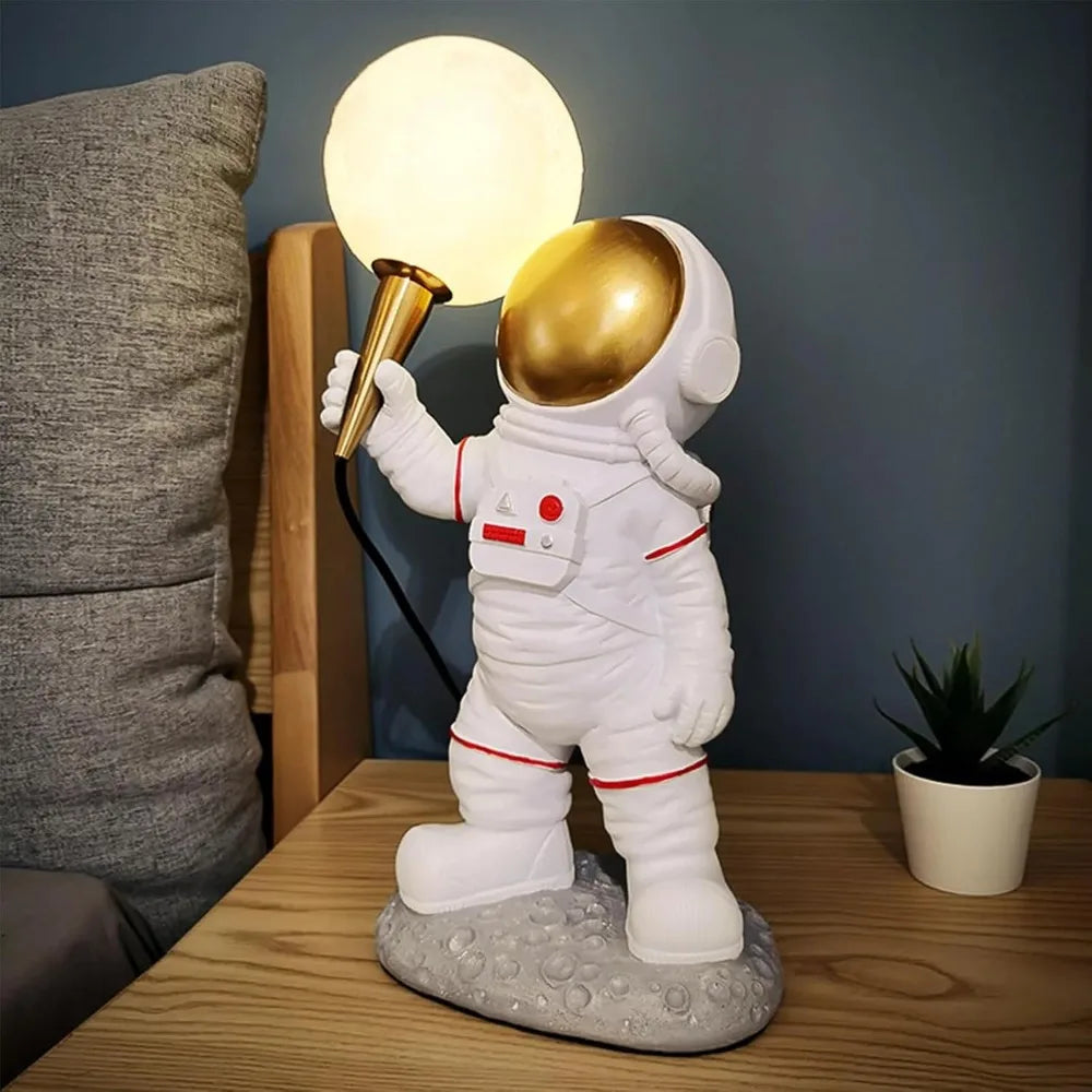 Creative Night Light USA Modern Astronaut Table Moon Night Resin Bedside Lamp Desk Decor for Kids, Children