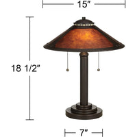 Art Deco Style Desk Table Lamps Set of 2, Rustic Rubbed Bronze, 18.5 High, Mission Tiffany Collection, Nautical Theme