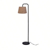 Black Metal Floor Lamp with Rope Shade Transitional Styling for Office and Dorms New