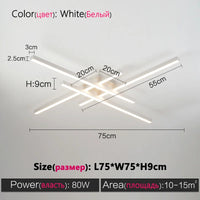 Black chandelier square bedroom lamps living room lamp led ceiling lamp Nordic minimalist creative led ceiling lamp strip lights