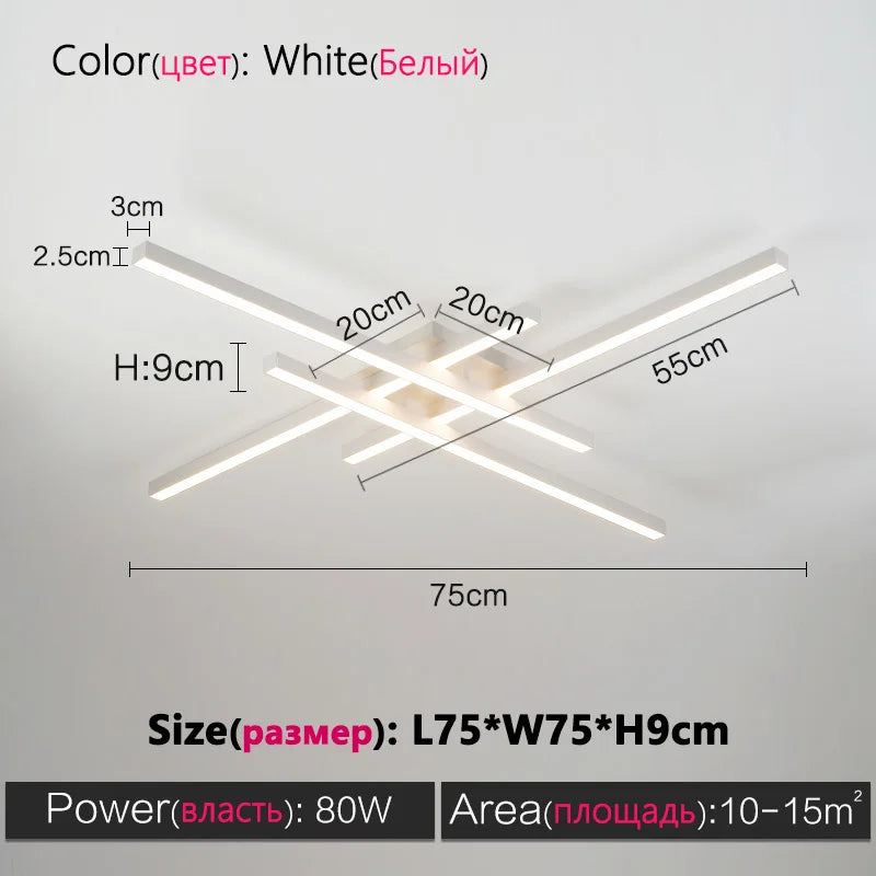 Black chandelier square bedroom lamps living room lamp led ceiling lamp Nordic minimalist creative led ceiling lamp strip lights