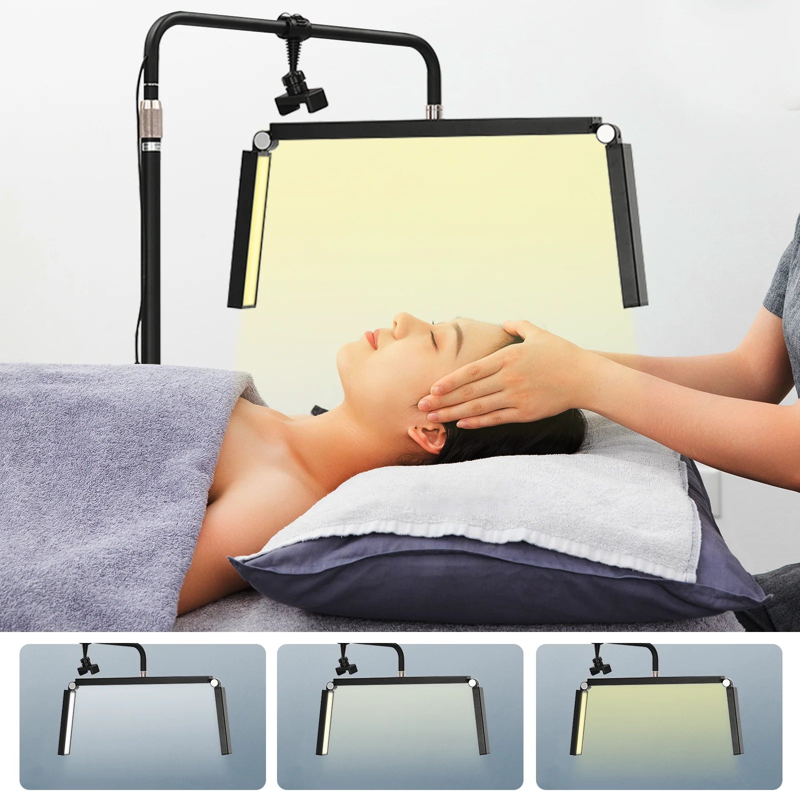 40W LED Half Moon Floor Lamp Dimmable 3-Color 3600LM, Height & Angle Adjustable for Makeup, Salon, Live Streaming