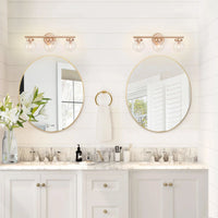3-Light Brushed Gold Vanity Light, Modern Wall Sconces with Clear Glass Globe Shade, Bathroom Wall Lights for Mirror Kitchen Bed