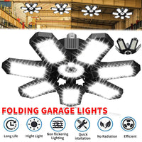 Deformable Ceiling Lighting LED Garage Lights Bulb, 6500K Shop Light With 7+1 Adjustable Panels LED Garage Lighting Basement Bar
