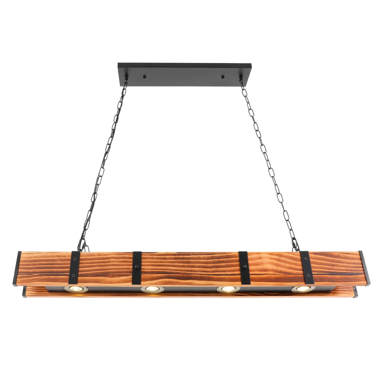 Ceiling Light Vintage Rustic Lamp Wood Beam Farmhouse Chandelier Pendant Lamp US