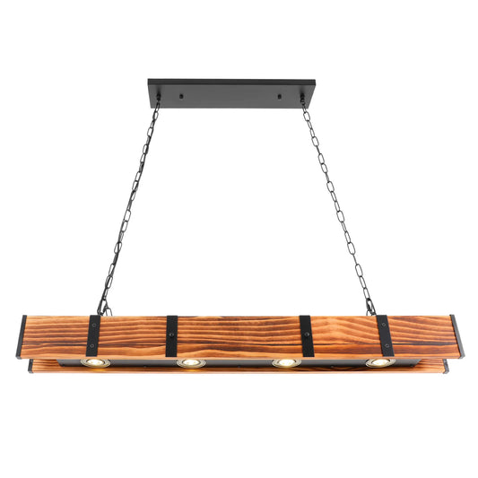 Ceiling Light Vintage Rustic Lamp Wood Beam Farmhouse Chandelier Pendant Lamp US