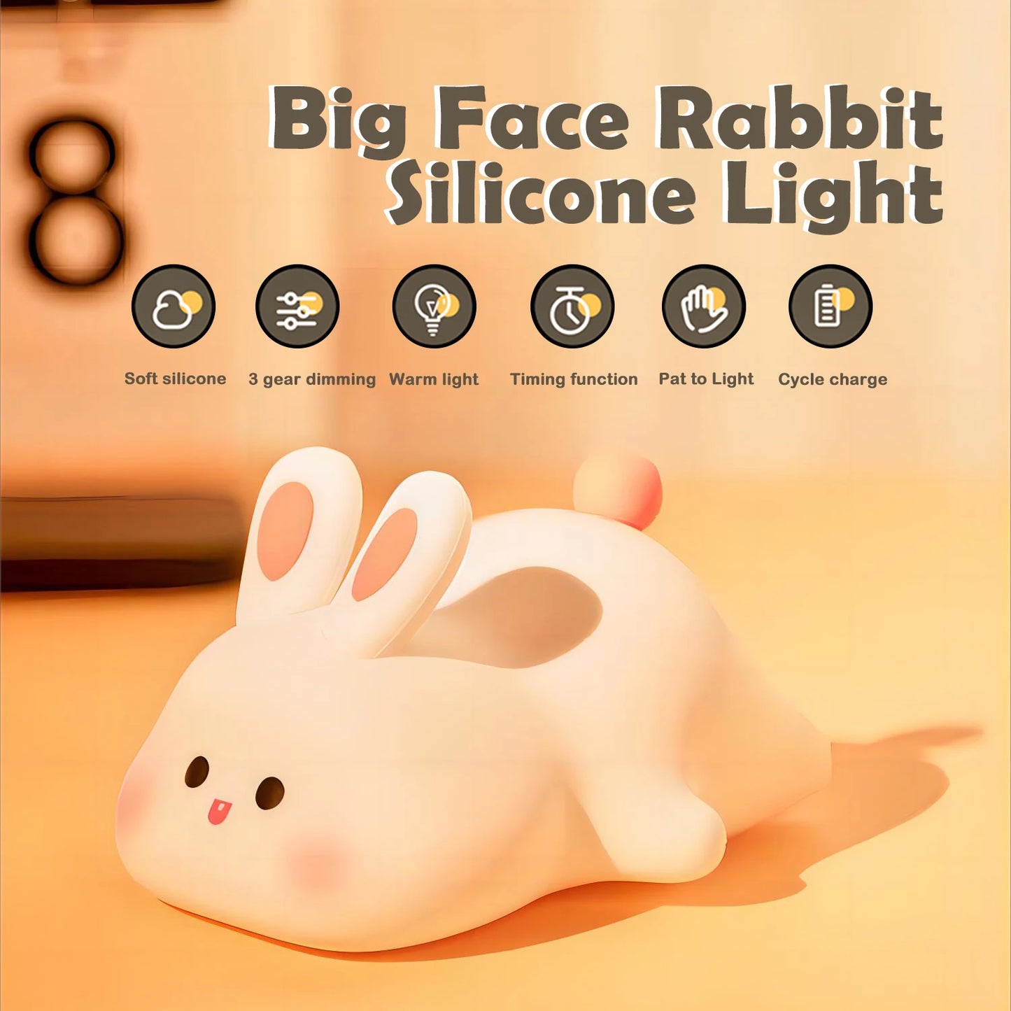 Cute Axolotl Night Light for Kids Bedroom Rabbit Animal Silicone Nursery Sleeping Lamp Touch Control Nightlights For Baby Gifts