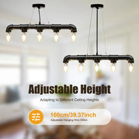5-Light Water Pipe Pendant Light 65cm 1.2m Wire 10-15㎡ Lighting Area Ceiling Lamp for Living Room Bar Hotel Industrial Style
