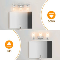 3-Light Modern Bathroom Vanity Light Fixture Above Mirror, Metal & Glass Construction, Hardwired for Easy Installation