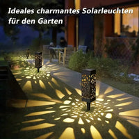 6PCS Solar Powered LED Garden Stake Lights Decorative Hollow-Out Lawn Lamps, Waterproof Outdoor Landscape Lighting 400mah