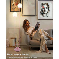63IN Pink Floor Lamp Modern Mid Century Globe Standing Lamps with 3000K LED Bulbs Candle Holder Style Unique Vintage Tall Floor