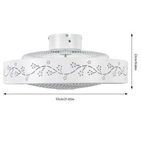 22" Dimmable Pendant Lamp Ceiling Fan with Remote Control 3-Color 6 Speeds Semi Flush Mount Round Invisible LED Fan Chandelier