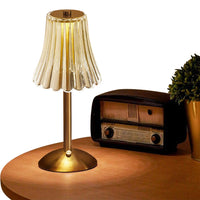 Crystal Table Lamp Rechargeable 3 Colors Portable Gold Metal Beside Lamp 2000mAh Battery Operated Dimmable Touch Light