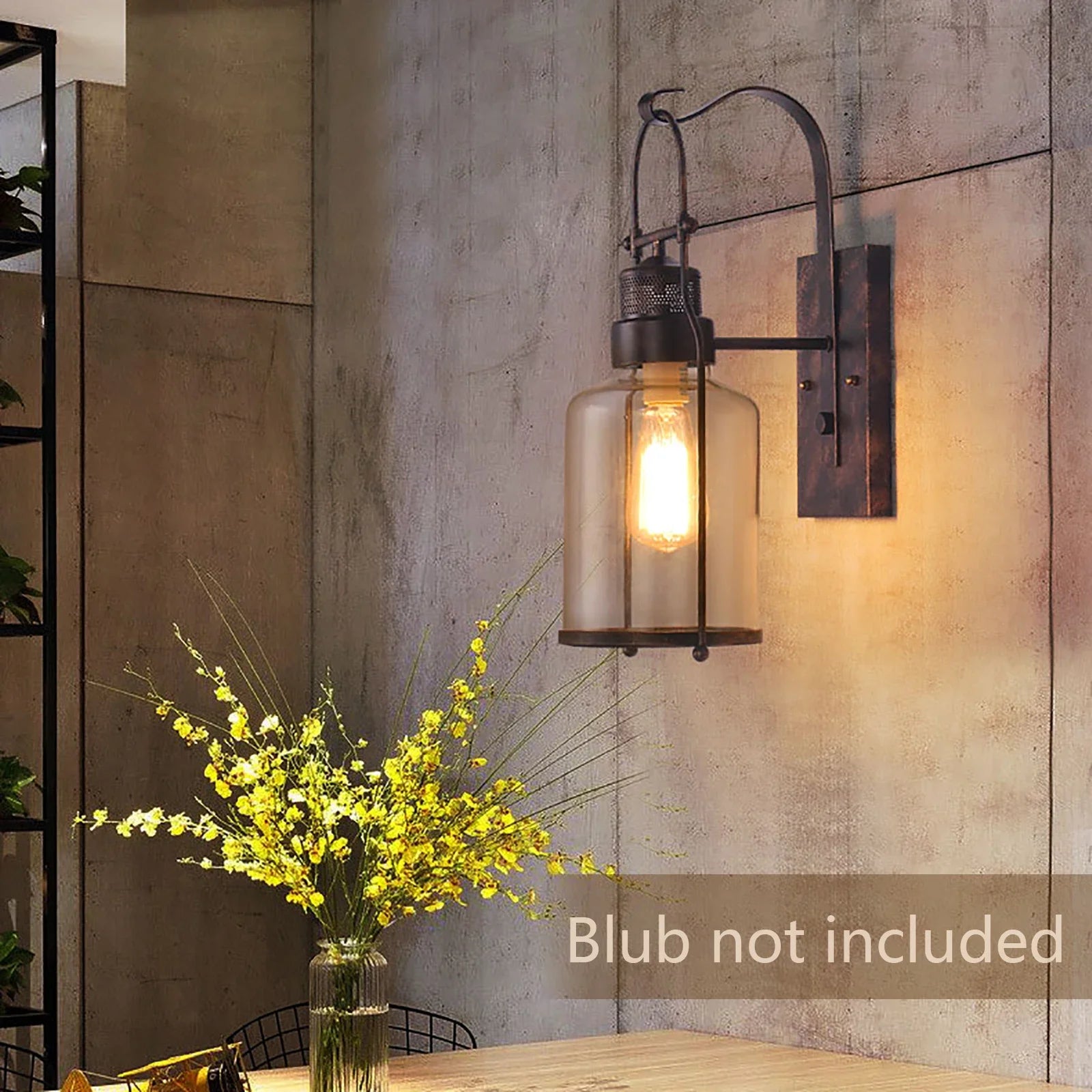 110-220V ‎Indoor Rustic Light Fixtures,Retro Vintage Industrial Wall Lantern, Farmhouse Wall Lamp with Clear Lampshade